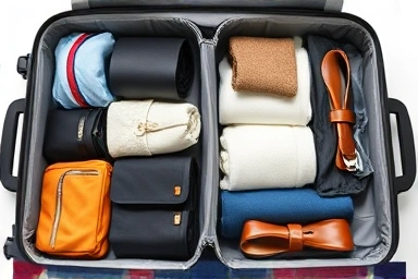 Organized suitcase with compressed packing cubes and clothes